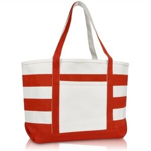 Premium Striped Tote / Beach Bag - Red